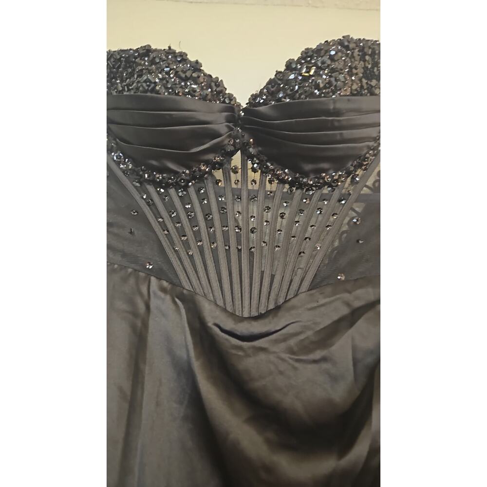 GB Strapless Sweetheart Beaded Rhinestone Corset Long Dress Size 7 - Picture 3 of 8